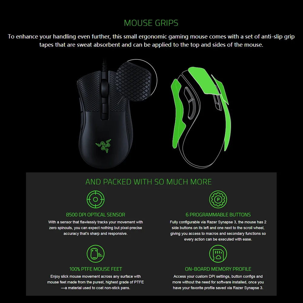 Razer DeathAdder V2 Mini Wired Gaming Mouse 8500DPI Chroma RGB Lighting 6 Programmable Buttons Game Computer Mice for Windows PC |