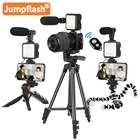 Штатив с тремя опорами и Vlog Комплект фотография видео с помощью смартфона Запись оборудование с микрофоном светодиодный светильник Vlog конференции Наборы для живых