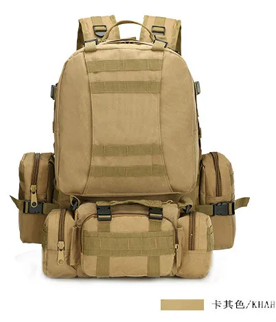 Khaki 50л открытый Рюкзак Molle военный тактический рюкзак Спортивная Сумка Водонепроницаемый походный рюкзак для путешествий - Цвет: Khaki