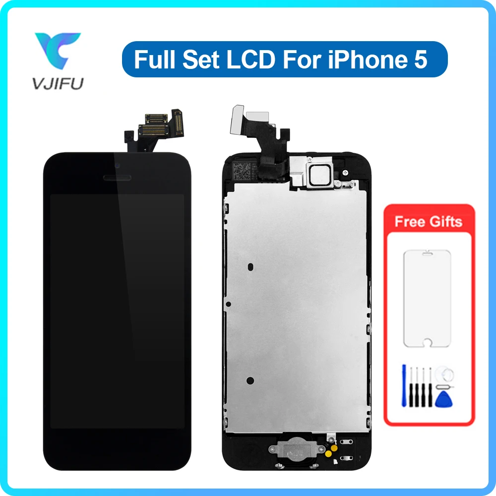 

Качество AAA ++++ полный комплект ЖК-дисплей для iPhone 5 сенсорный экран дигитайзер полная сборка Замена с фронтальной камерой динамик