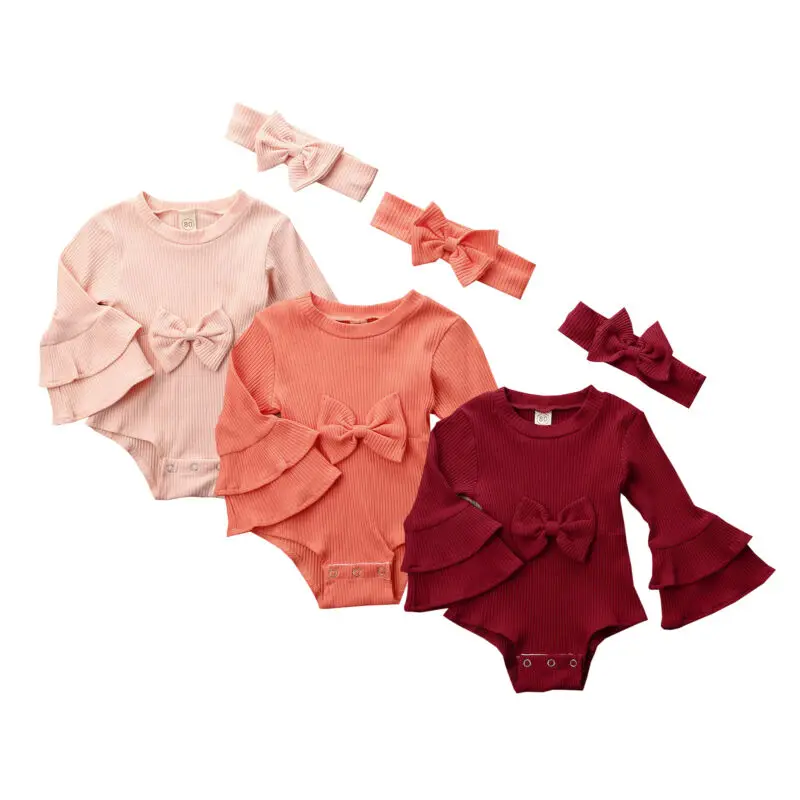 Зимний вязаный комплект одежды для новорожденных девочек 2 шт. полосатый