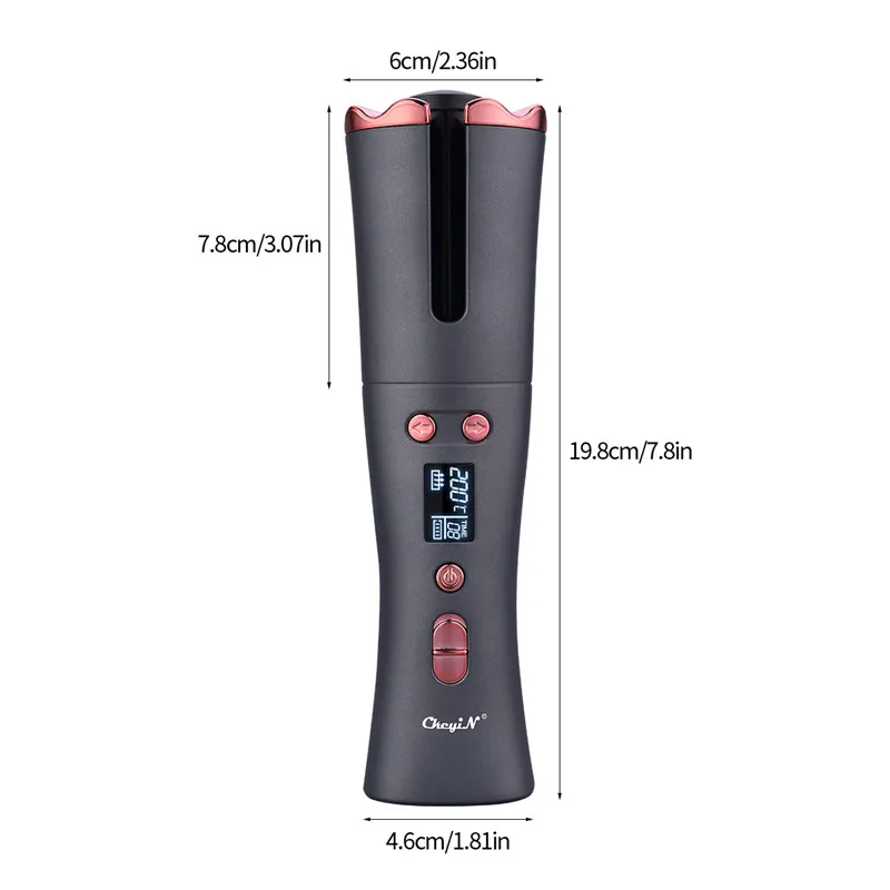 

CkeyiN Wireless Auto Rotating Hair Curler Led Display Curling Iron Usb Rechargeable Curling Waver Rollers Curly Curl Wave Styler