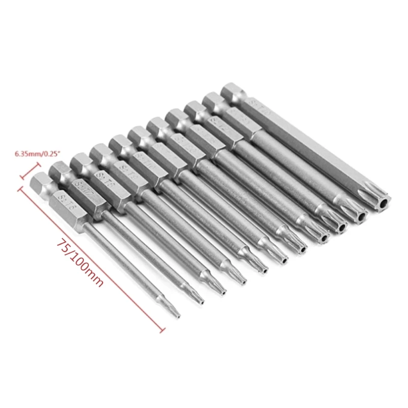 

11pcs Torx Screwdriver Bit 1/4 Inch 6.35mm Magnetic Head Electric Screw Driver