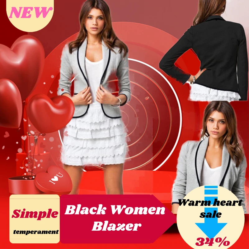 Женский блейзер с длинным рукавом черный приталенный короткий Блейзер лацканами