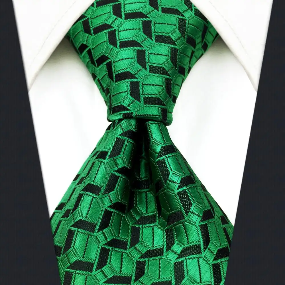A19 цвета: зеленый черный геометрический Галстуки Шелковый Свадебный Мужской