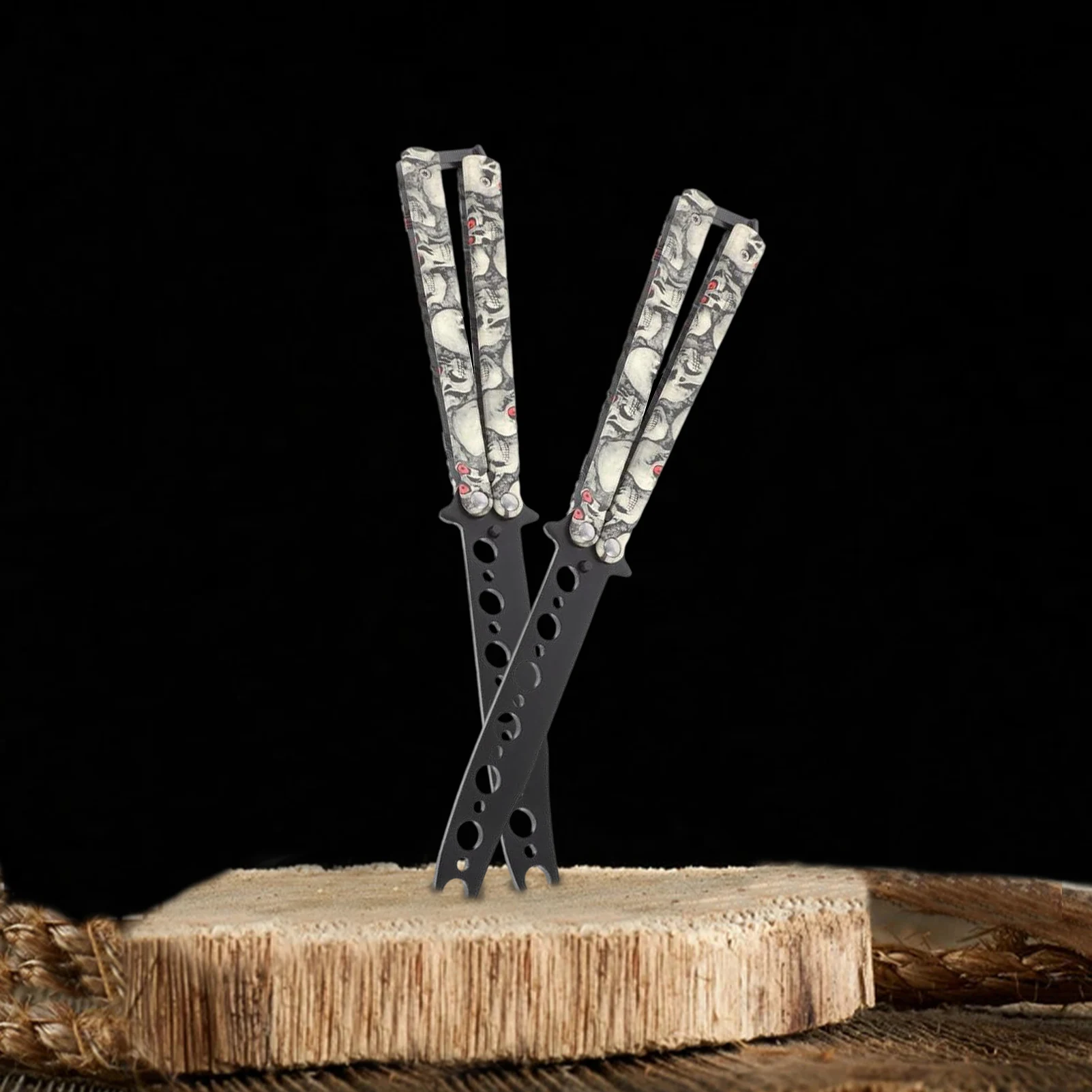 Складной бабочка нож Six-Hole Ghost Head Transformable Blunt Balisong Pocket Trainer Survival для начинающих игр на открытом воздухе.