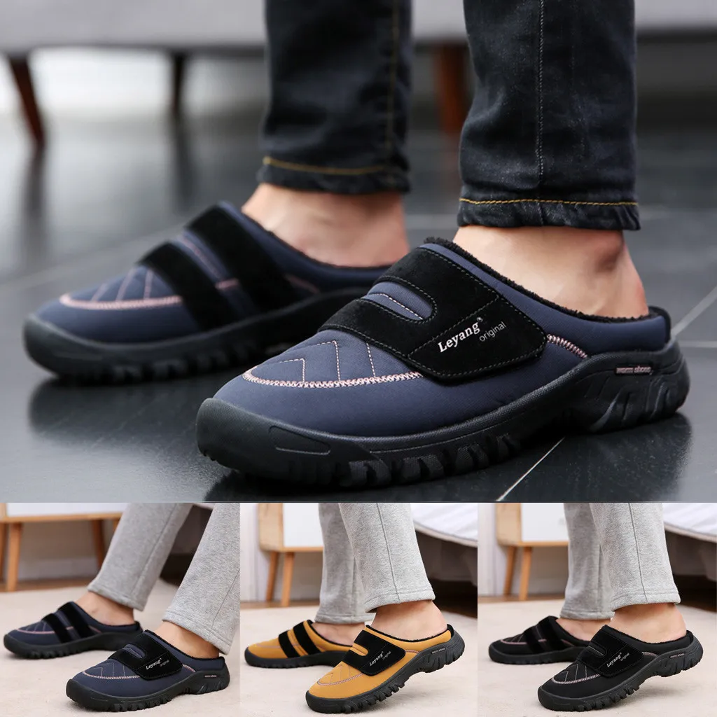 

SAGACE Couples large size casual home slippers plus velvet warm shoes men's waterproof comfortable cotton slippers new 2020