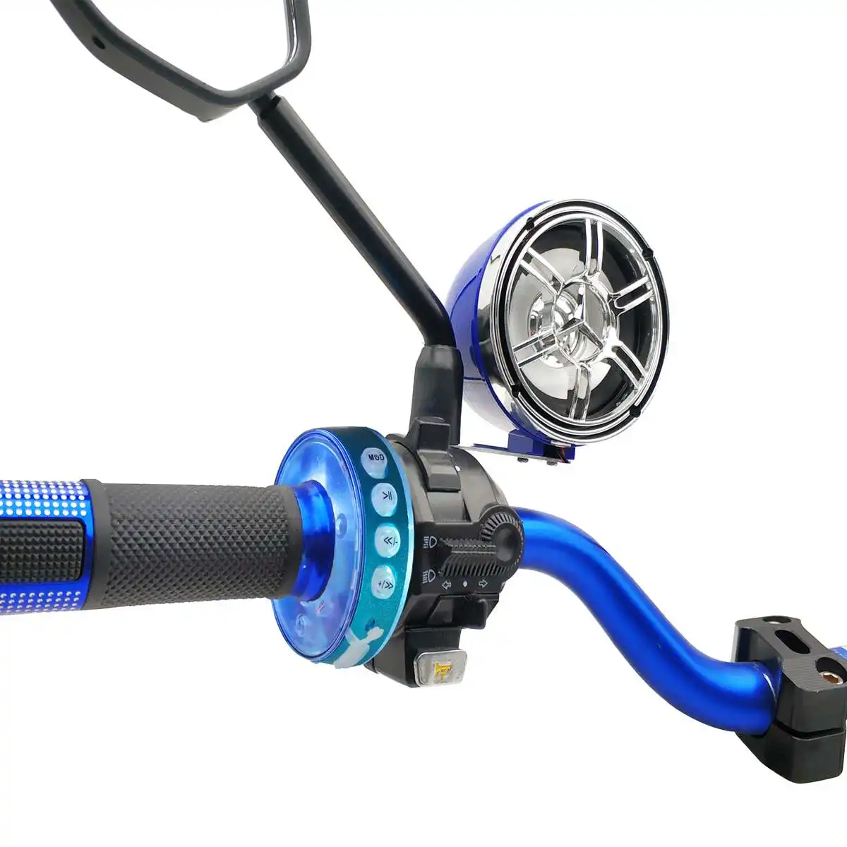 

3" Motorcycle Studio Audio Sound System Stereo Speakers FM Radio MP3 Music Player Scooter ATV bluetooth Handle Remove Control