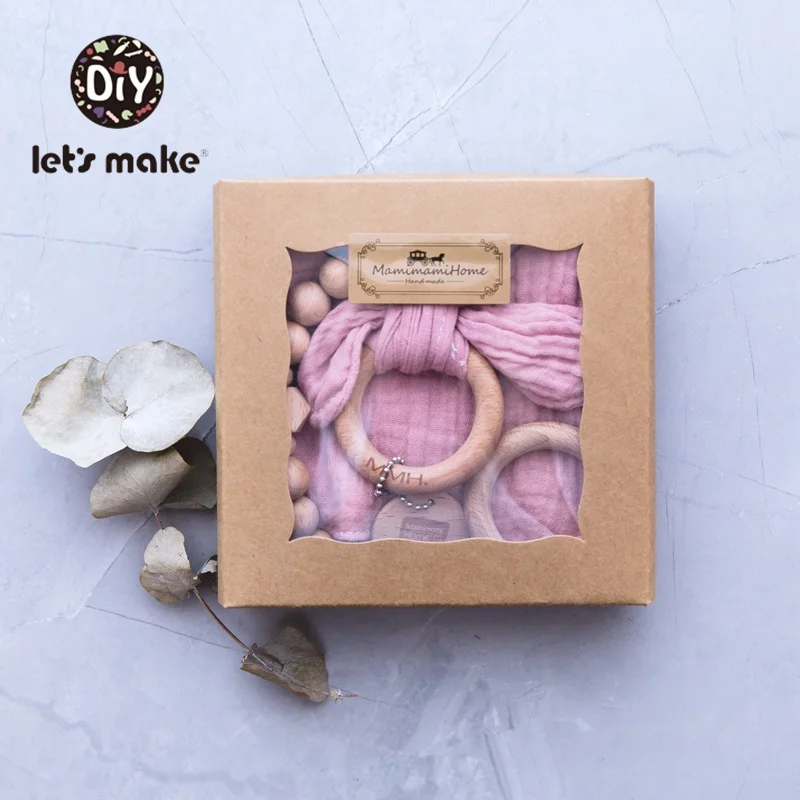 Детское Зубное кольцо от компании Let's Make; зубное кольцо из дерева Детское Зубное кольцо& детский слюнявчик, полотенце для слюней и соски с цепочкой для младенцев, комплект с заячьими ушками; без добавления бисфенола А новорожденного продукты