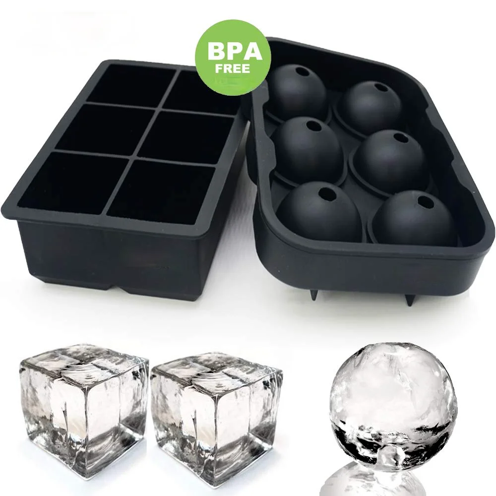 

Large Size 6 Cell Ice Ball Mold Silicone BPA FREE Ice Cube Trays Whiskey Ice Ball Maker 6 Silicone Molds Maker for Party Bar