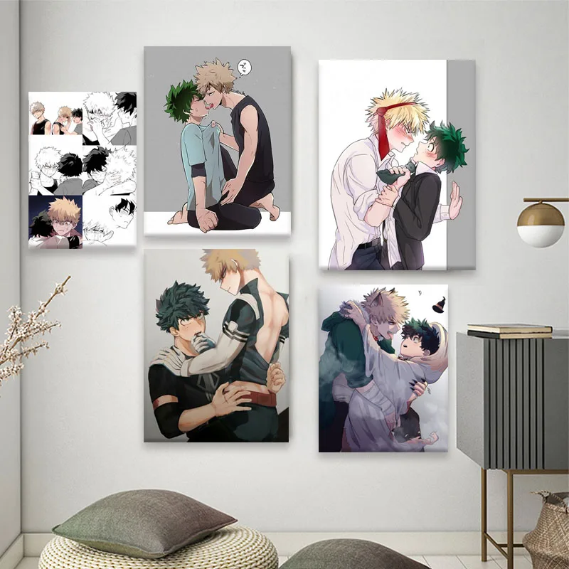 Постер с аниме Моя геройская Академия Bakudeku yaoi kiss Картина на холсте домашнее