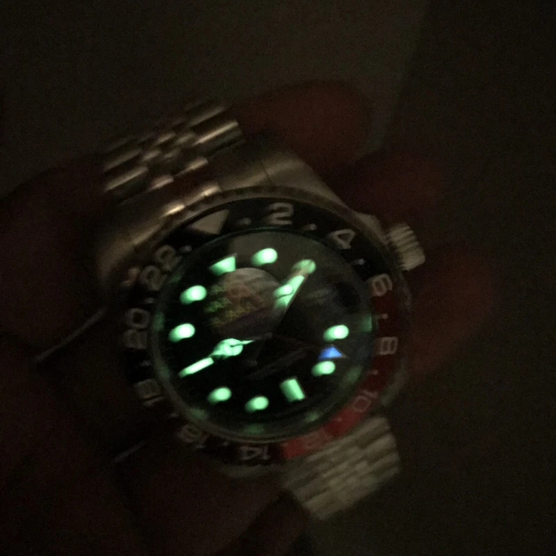 

Black&Red Ceramic bezel sapphire Automatic self-winding 904L waterproof luxury watch +box GMT- Rolexable Luminous AAA+