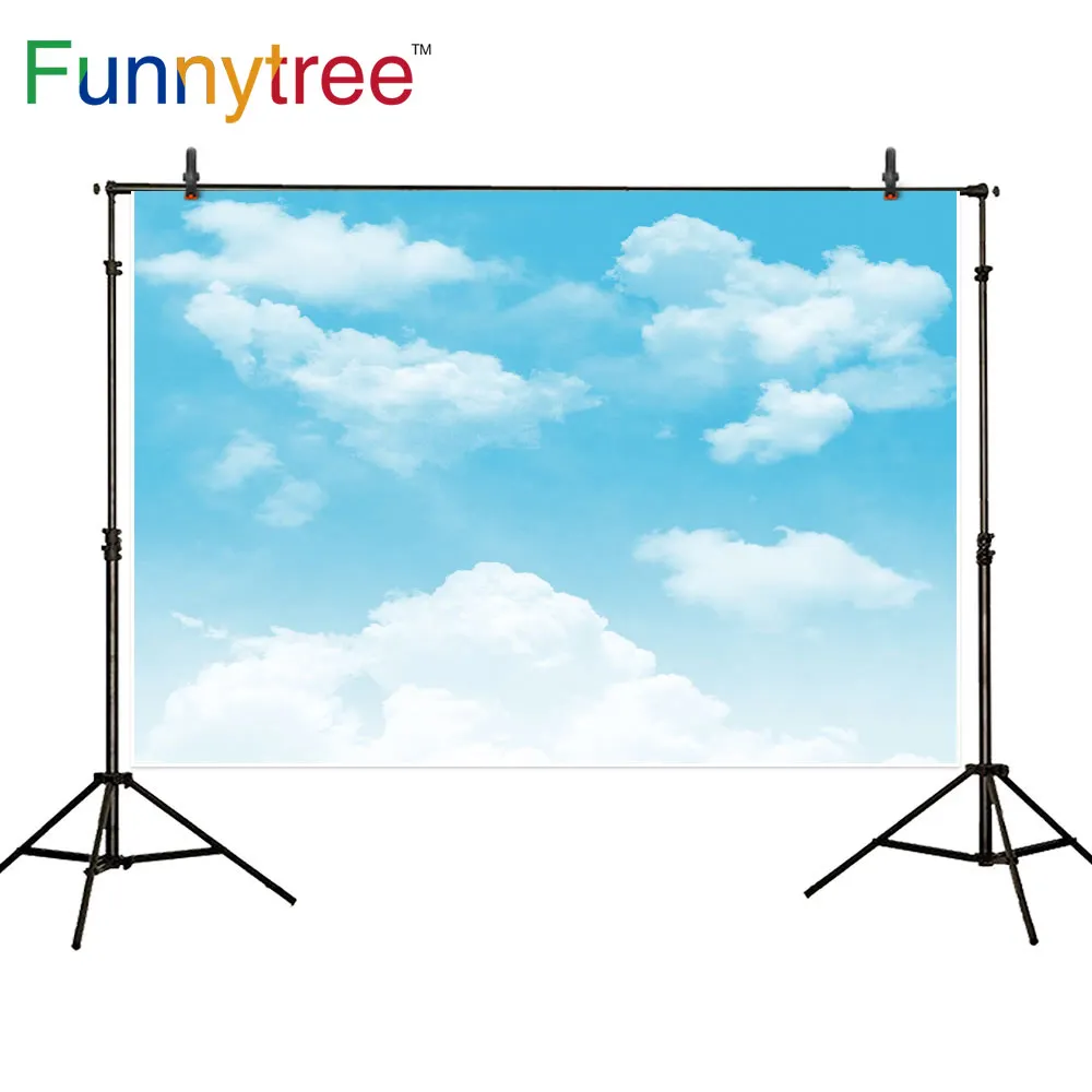 Фотофон Funnytree с голубым небом белыми облаками для фотосъемки синим фоном
