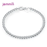 genuine 925 sterling silver fashion sweet 4mm beads chain bracelet for women wedding party fine jewelry party gifts