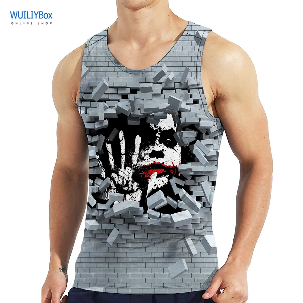 

Clown Joker Tank Top For Men Summer Joker Graphic 3D Print Sleeveless Vest Sport Clown Tees Funny Tops Hip Hop 2021 New Tee