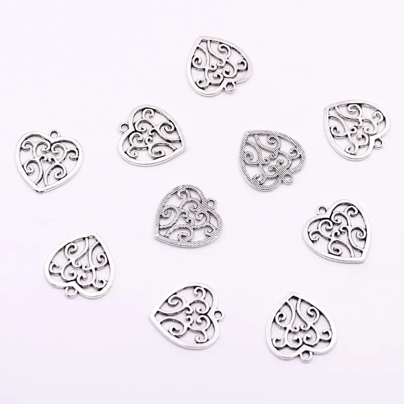 10 шт. 30 тибетский серебристый металлический Подвески в виде цветов сердечек