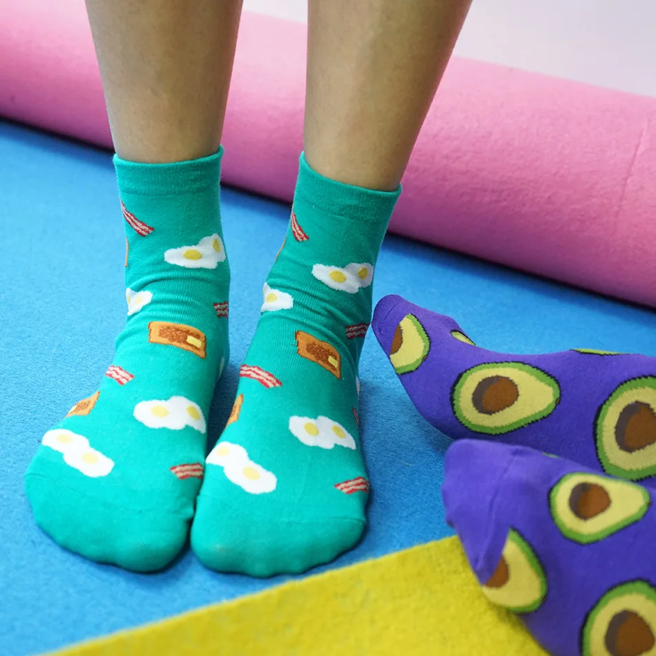 Прямая поставка носки для взрослых 1 партия = 4 пары Харадзюку еда авокадо суши