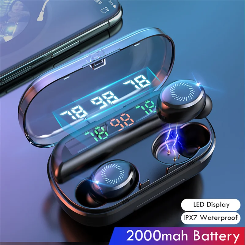 F10 8D беспроводные наушники Bluetooth 5 0 спортивные водонепроницаемые светодиодный