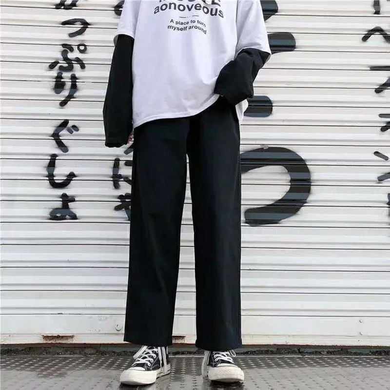 

Women Casual Pants Solid Simple All-match Streetwear Loose Ankle-length Womens Thin Straight Trousers Large Size Harajuku New