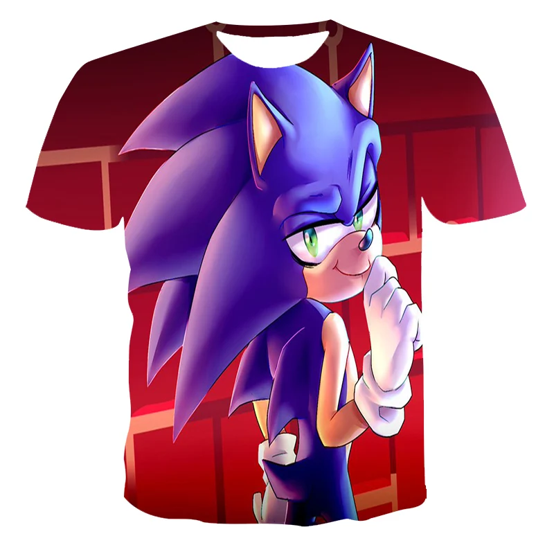 

Summer Men's Printing Fashion Japanese Style Cartoon Anime Sonic Hedgehog O-neck T-shirt 3d Printing Street Clothing Children's