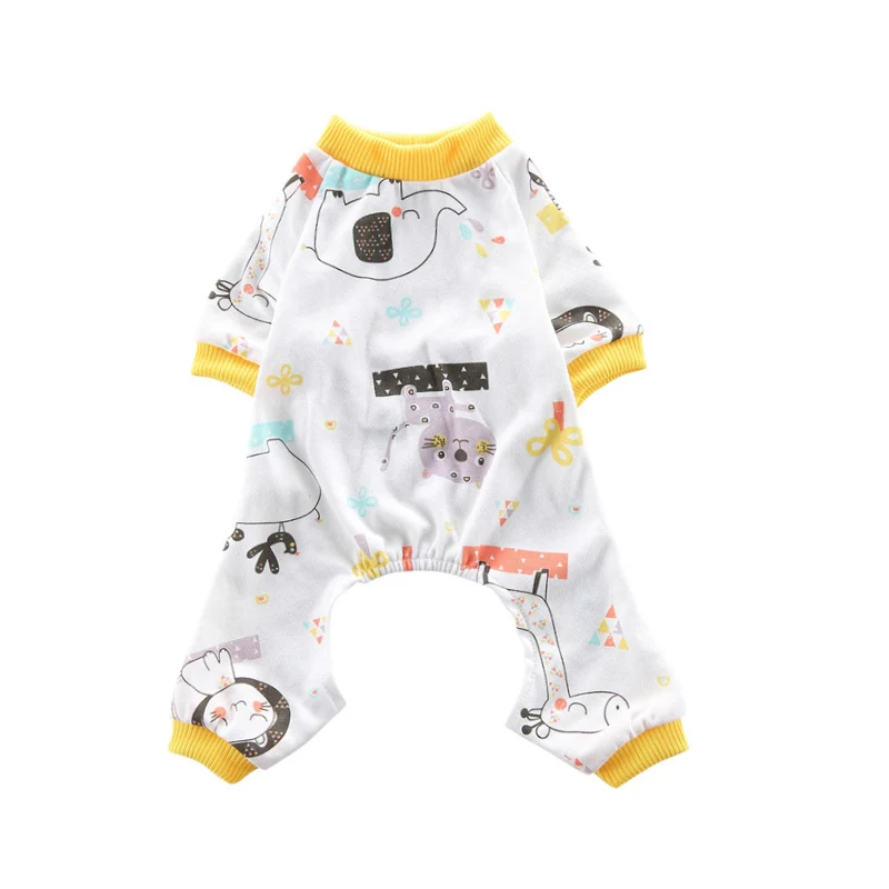 Cute Cat Clothes Pajamas Soft Vest T Shirt for Small Dogs Pet Clothes Clothing Cat Vest Jumpsuit Spring Autumn Outfit 35 - Цвет: Donkey