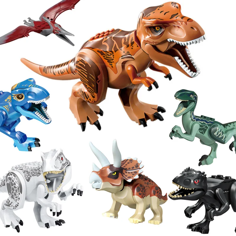 

Locking Blocks Jurassic Dinosaurs Tyrannosaurus Rex Wyvern Velociraptor Stegosaurus Building Blocks Toys for Children Dinosaur