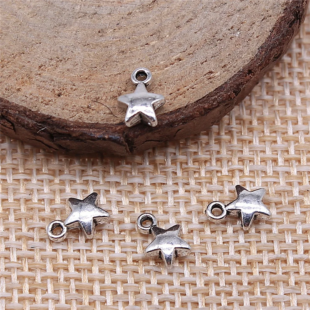 60pcs 6x8mm Charms Small Star Pentagram For Jewelry Making Findings Tibetan Silver Color Small Star Pentagram Charms