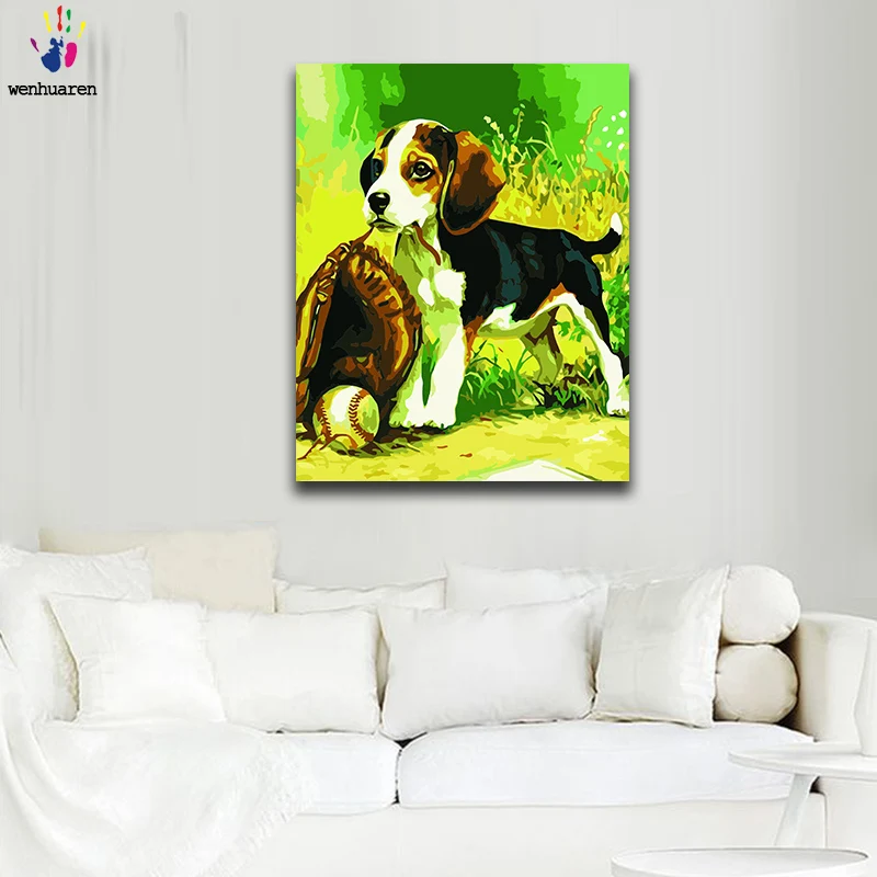 Diy краски по номерам картина Рисование с комплектами собака Спальня Декоративные