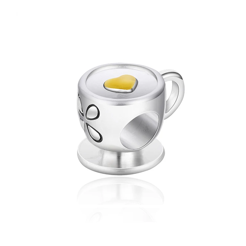 Coffee Cup Новинка, сплав, бусина для отдыха, путешествий, Рождества, Радужный Шарм, Подходит для Пандора, браслет, ожерелье, сделай сам, Женские Ювелирные изделия - Цвет: Coffee Cup