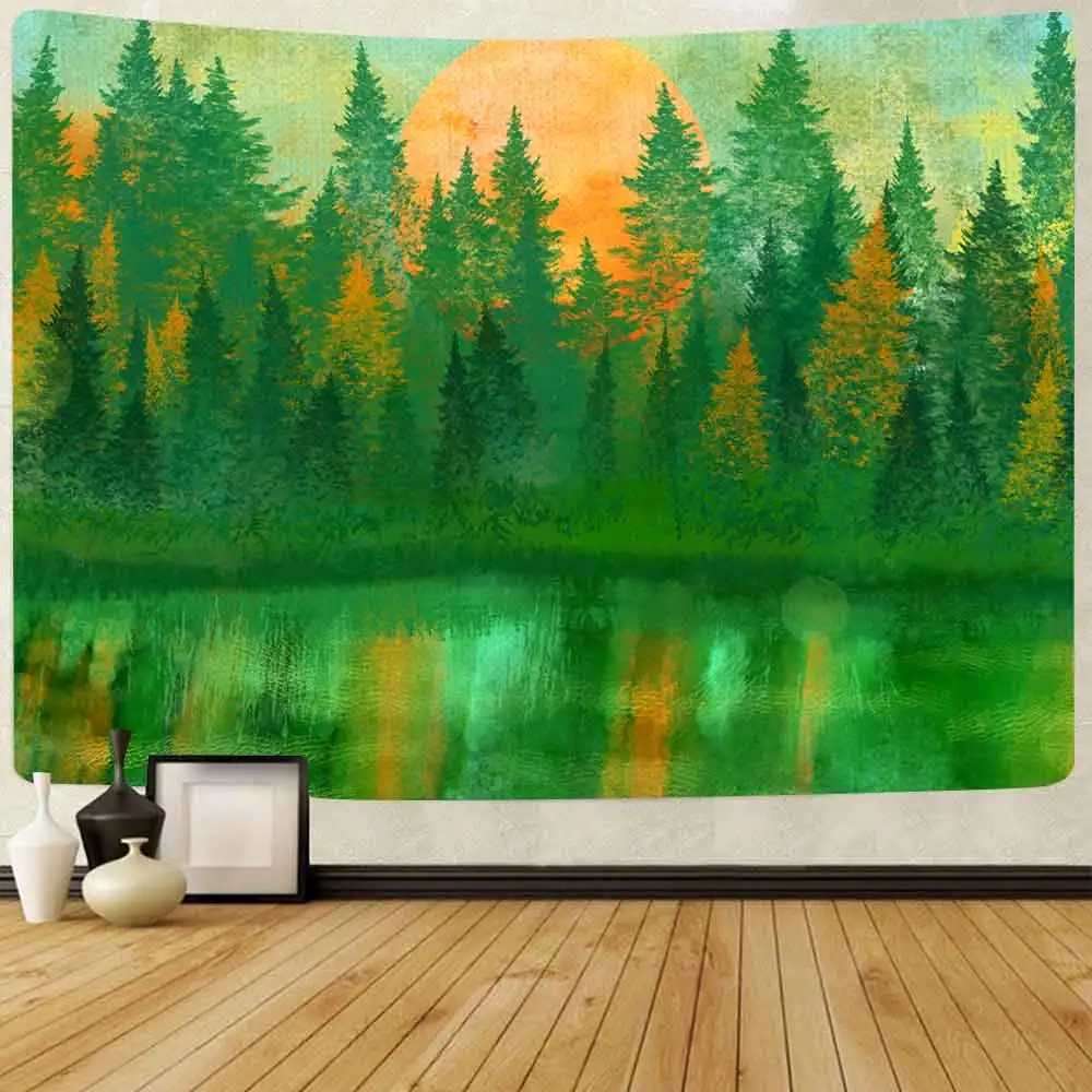 Simsant мультяшный лесной гобелен зеленые растения Древо-психоделические джунгли