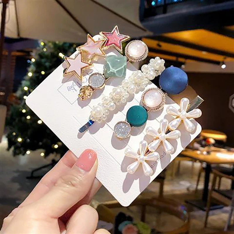 

4/5/6 шт./компл. элегантный жемчуг геометрический Заколки для волос хрустальные шпильки для волос милое украшение для волос заколка для волос,...