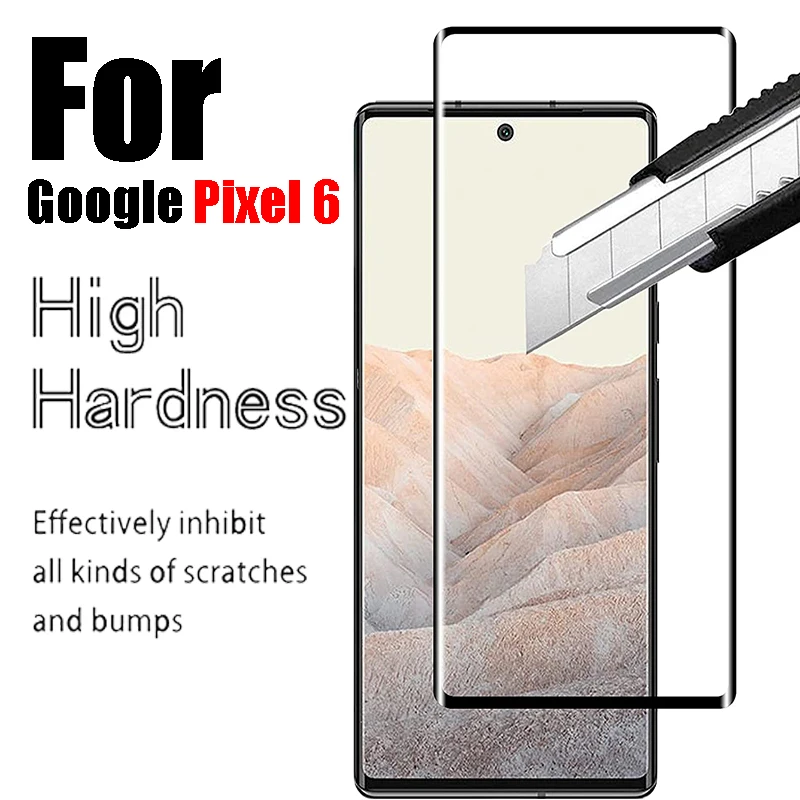 

9H Hardness Full Cover Tempered Glass for Google Pixel 6 Screen Protector Black Side Front Protective Film for Google Pixel6
