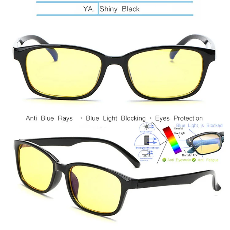 Shiny Black-Yellow IVSTA компьютерные очки мужские синий светильник Блокировка Анти Синие лучи игры для геймера рецепт оптический ночное видение желтый для женщин - Цвет оправы: Shiny Black-Yellow