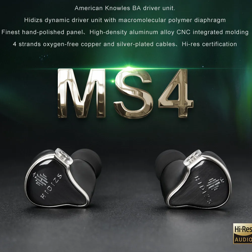 Наушники вкладыши HIDIZS 3 5 мм спортивные проводные наушники MS4 HiFi гибридные (3 Knowles BA