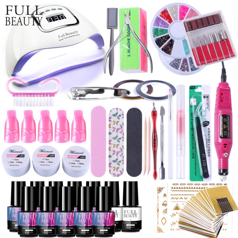 Наборы для ногтей 90 Вт УФ лампа Сушилка отмачиваемый Гель лак профессиональная