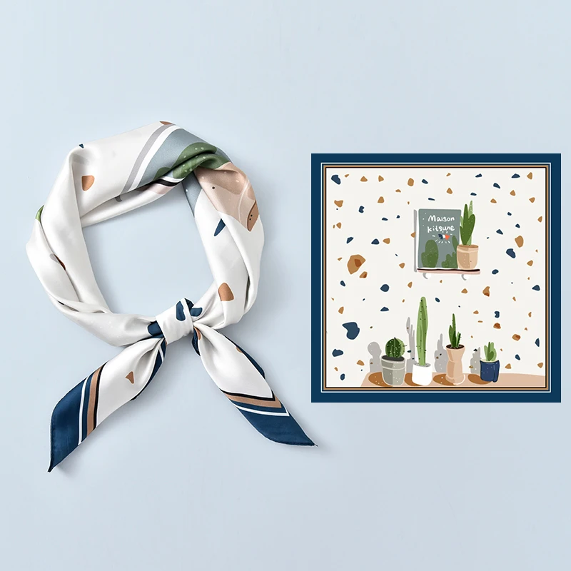 

Silk Scarf For Women Satin Neck Hair Tie Band Bag Warp Soft Neckerchief Hijabs Head Female