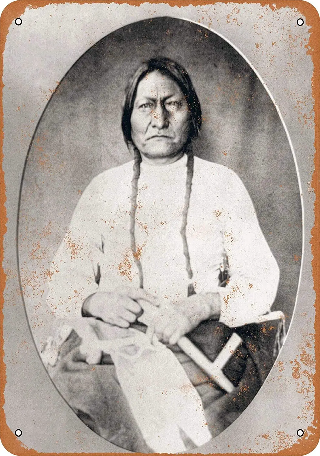 

WallColor 8*12 Metal Sign 882 Sitting Bull Portrait Vintage Look
