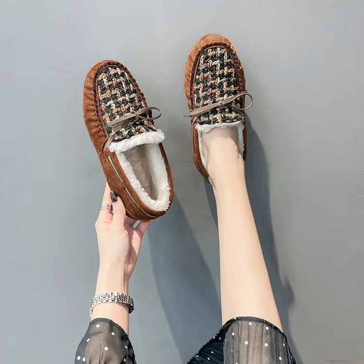 

Ladies Loafers Flat Shoes Winter Plush Ladies Casual Non-slip Warm Moccasin Shoes Ladies Comfortable Flat-soled Women Snow Boots