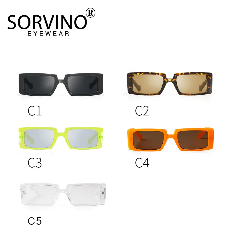 Женские прямоугольные солнцезащитные очки в стиле ретро 90-х зеленые оранжевые с