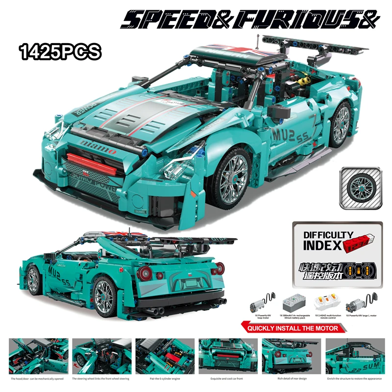 

В наличии GTR 1:14 мотор с дистанционным управлением Supercar Speed Furious Technology совместимый с MOC строительные блоки кирпичи игрушки подарки