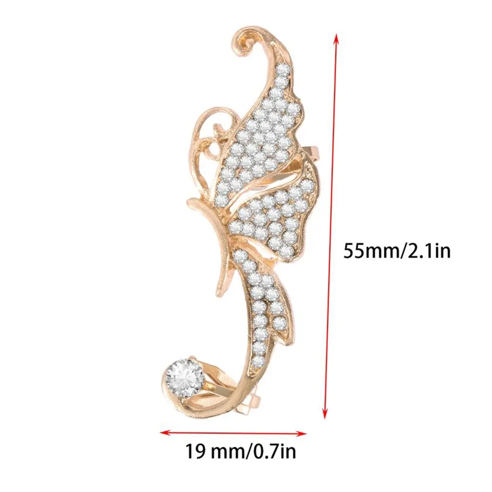 1 шт. женские серьги-клипсы стразы серьги в форме бабочки металлические клипсы