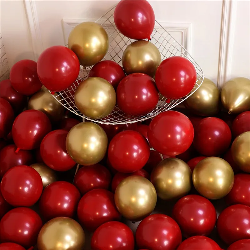 10 шт дюймов гранат красный воздушный шар металлический жемчуг латексные шары