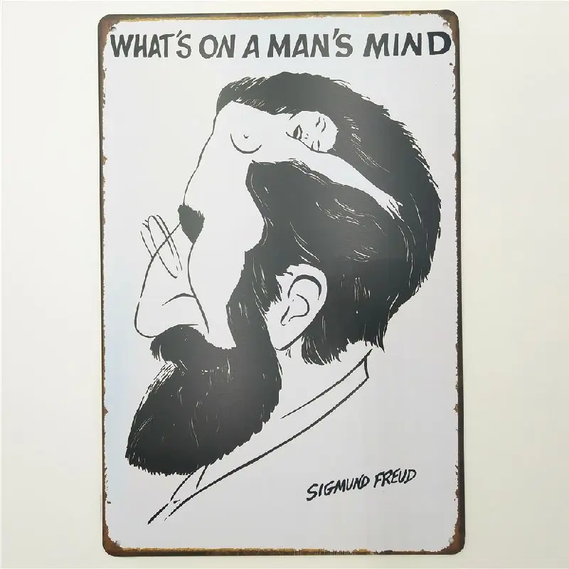 What's On A Man's Mind Ретро табличка металлическая жестяная вывеска для бара паба