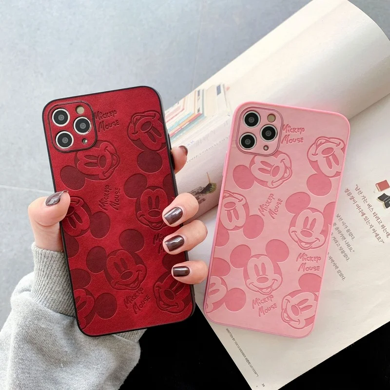 Disney Mickey Case for IPhone 12 Pro Max 11 7 8Plus SE2 X XS XR Cartoons Print Covers Skin Feel Leather Mobile Phone Accessories | Игрушки и