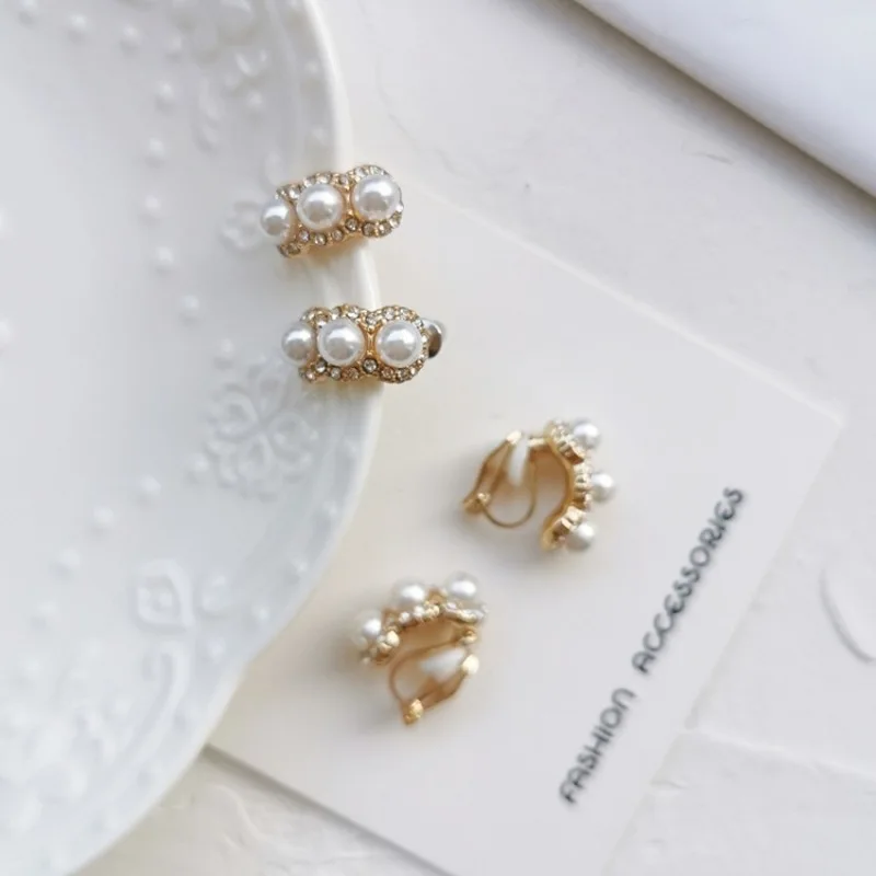 Корейские элегантные изысканные стразы имитация жемчуга маленькие серьги