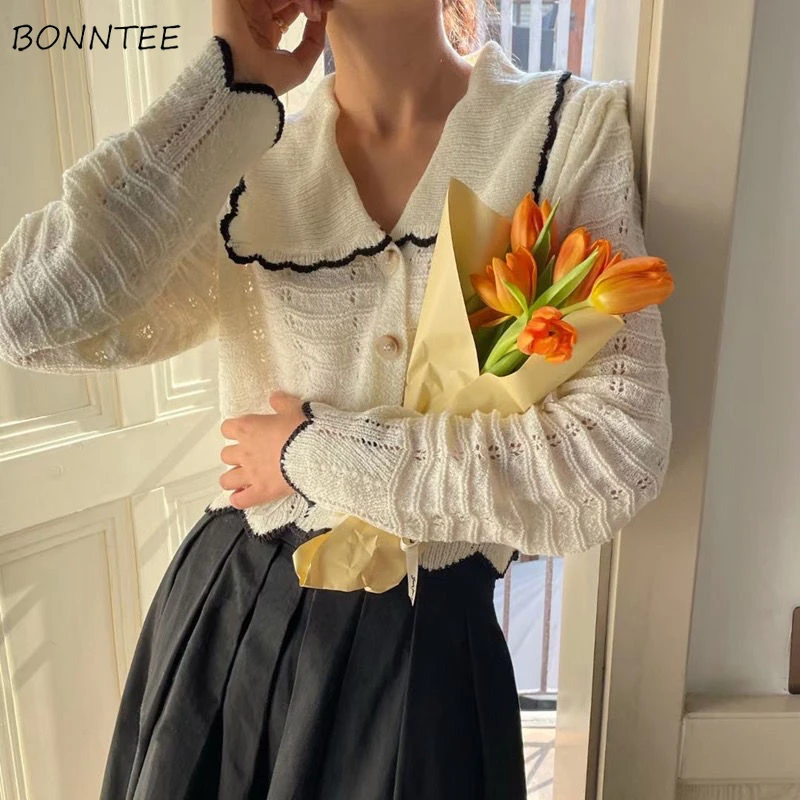 

Кардиган женский однобортный, базовый, с длинным рукавом, в стиле пэчворк, универсальный, для студентов, вязаный, укороченный, на весну