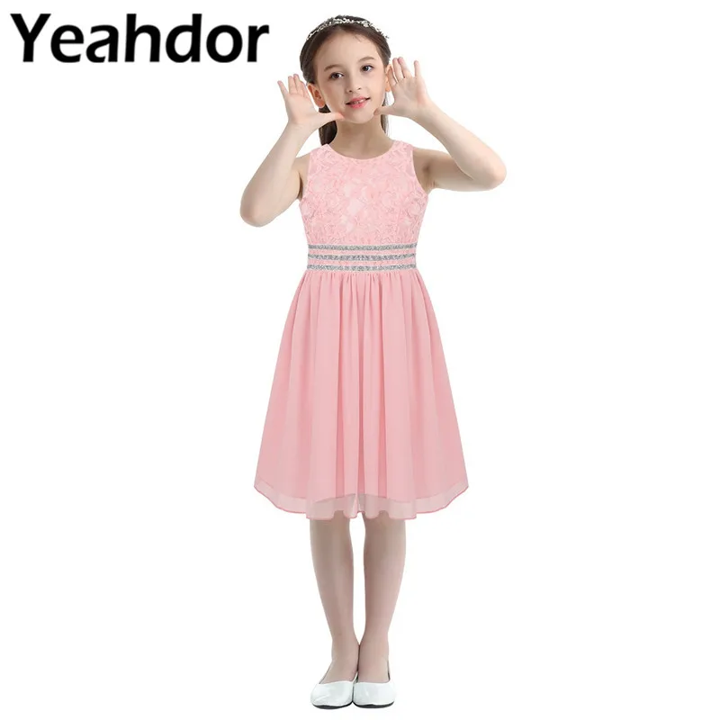 Цветочные кружевные платья подружки невесты Детские для девочек без рукавов с