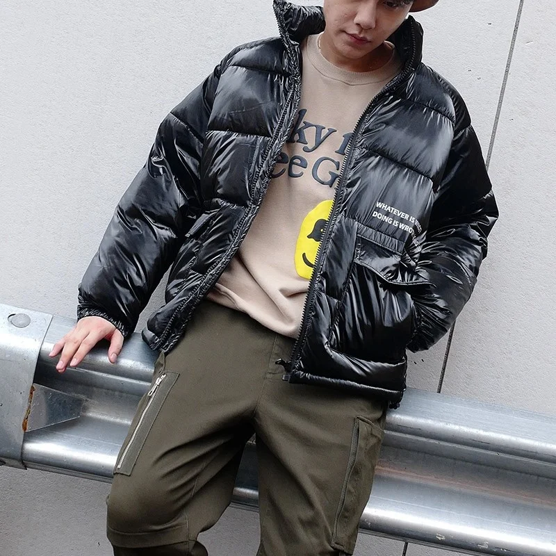 Мужская Зимняя парка в стиле Харадзюку модная короткая утепленная куртка хип-хоп