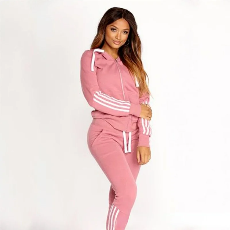 

2021 Fall Set Women's Solid Color Hoodie Sweatpants Ladies Hoodie Set
