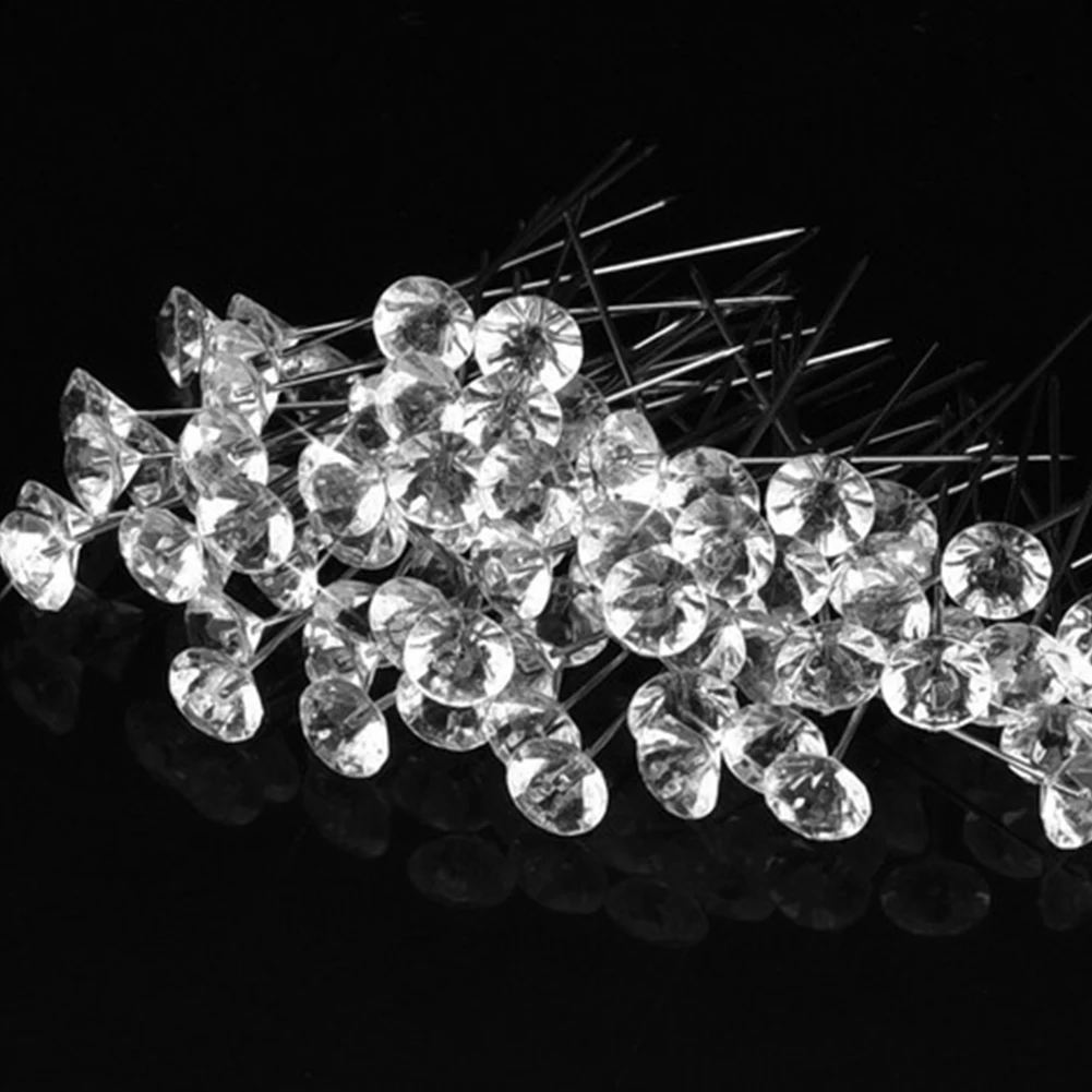 

100Pcs Accessories Durable Rhinestone Head Decoration Alloy Dress Stitching Wedding Bouquet Needles Sewing Pins Home Craft